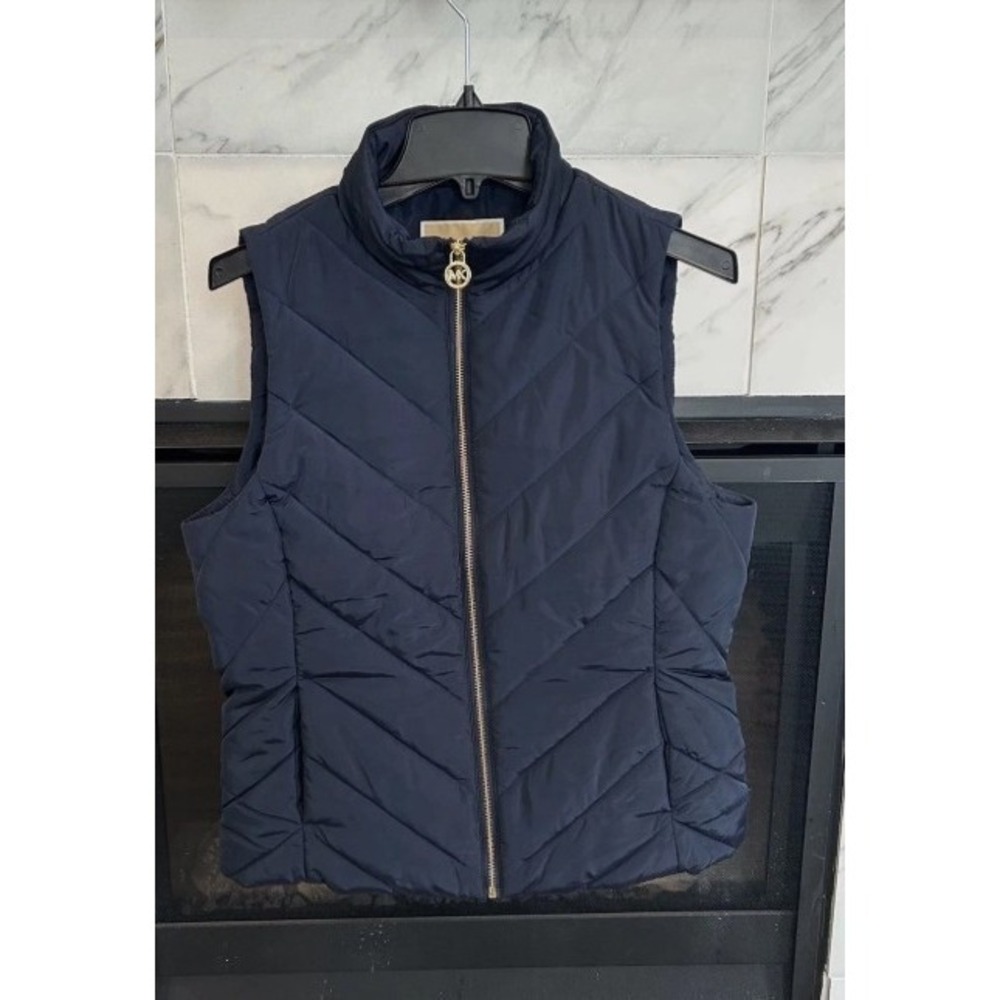 Michael Kors Midnight Blue Puffer Quilted Vest Large Women's, MSRP $125 - Picture 1 of 3
